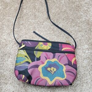 Danny K Beverly Hills Floral Tapestry Crossbody Bag Purple‎ Pink Made in USA